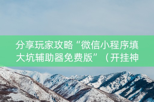 分享玩家攻略“微信小程序填大坑辅助器免费版”（开挂神器下载)