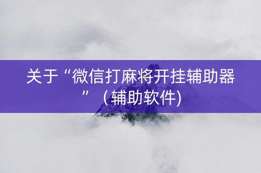 关于“微信打麻将开挂辅助器”（辅助软件)