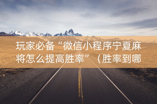 玩家必备“微信小程序宁夏麻将怎么提高胜率”（胜率到哪调)