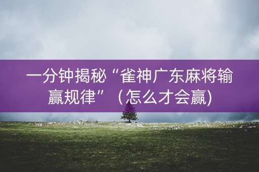 一分钟揭秘“雀神广东麻将输赢规律”（怎么才会赢)