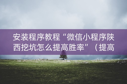 安装程序教程“微信小程序陕西挖坑怎么提高胜率”（提高胜率软件)