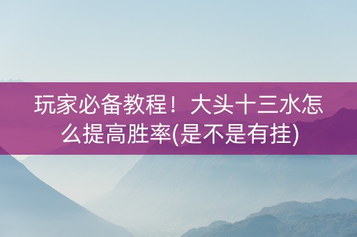 玩家必备教程！大头十三水怎么提高胜率(是不是有挂)