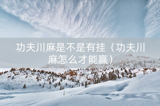 功夫川麻是不是有挂（功夫川麻怎么才能赢）