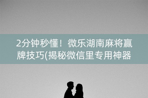 2分钟秒懂！微乐湖南麻将赢牌技巧(揭秘微信里专用神器)