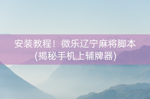 安装教程！微乐辽宁麻将脚本(揭秘手机上辅牌器)