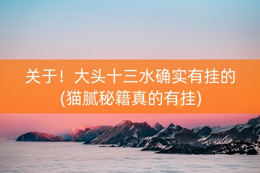 关于！大头十三水确实有挂的(猫腻秘籍真的有挂)