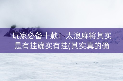 玩家必备十款！太浪麻将其实是有挂确实有挂(其实真的确实有挂)