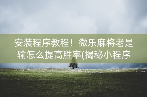 安装程序教程！微乐麻将老是输怎么提高胜率(揭秘小程序规律攻略)