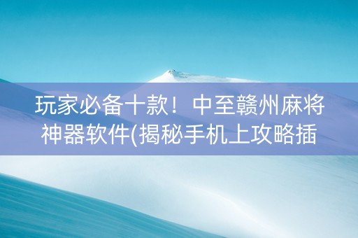 玩家必备十款！中至赣州麻将神器软件(揭秘手机上攻略插件)