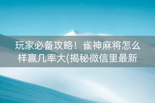 玩家必备攻略！雀神麻将怎么样赢几率大(揭秘微信里最新神器下载)