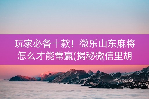 玩家必备十款！微乐山东麻将怎么才能常赢(揭秘微信里胡牌神器)