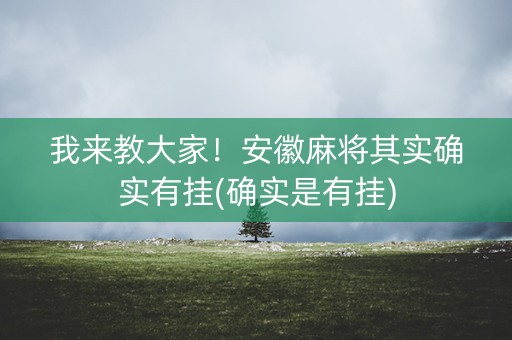 我来教大家！安徽麻将其实确实有挂(确实是有挂)