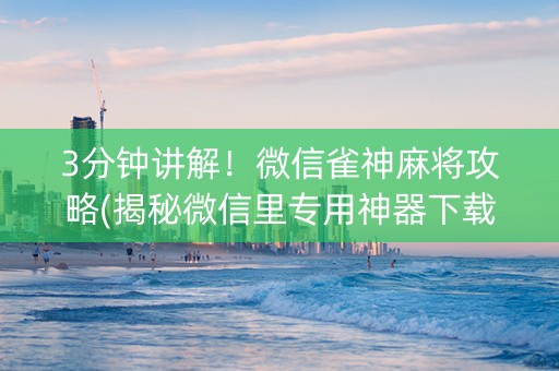 3分钟讲解！微信雀神麻将攻略(揭秘微信里专用神器下载)