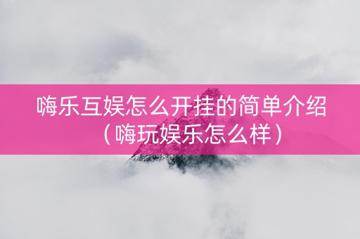 嗨乐互娱怎么开挂的简单介绍（嗨玩娱乐怎么样）