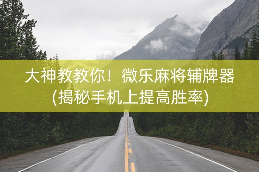 大神教教你！微乐麻将辅牌器(揭秘手机上提高胜率)