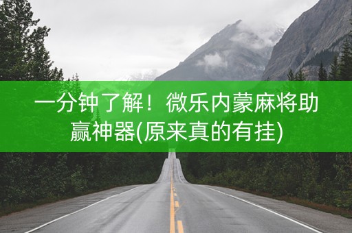 一分钟了解！微乐内蒙麻将助赢神器(原来真的有挂)