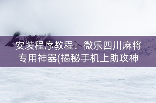 安装程序教程！微乐四川麻将专用神器(揭秘手机上助攻神器)