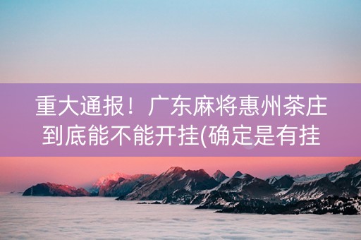 重大通报！广东麻将惠州茶庄到底能不能开挂(确定是有挂)