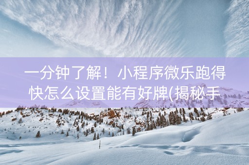 一分钟了解！小程序微乐跑得快怎么设置能有好牌(揭秘手机上插件下载)