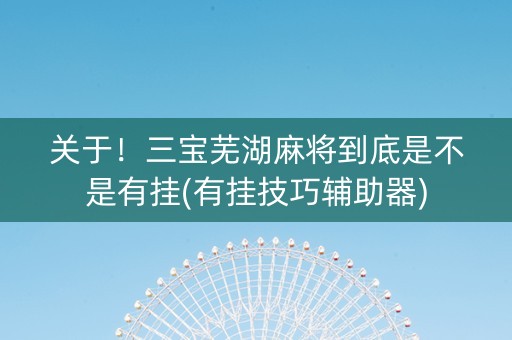 关于！三宝芜湖麻将到底是不是有挂(有挂技巧辅助器)