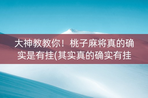 大神教教你！桃子麻将真的确实是有挂(其实真的确实有挂)