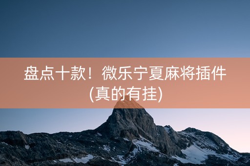 盘点十款！微乐宁夏麻将插件(真的有挂)