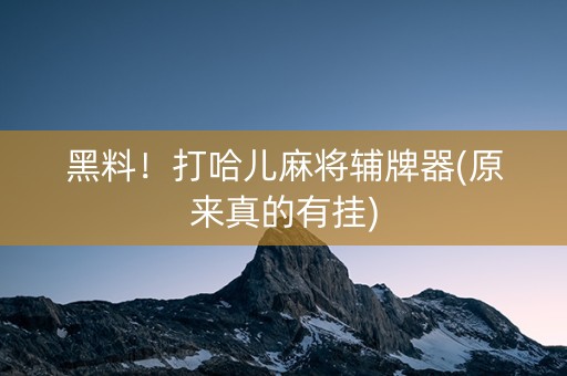 黑料！打哈儿麻将辅牌器(原来真的有挂)