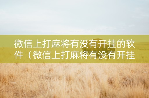 微信上打麻将有没有开挂的软件（微信上打麻将有没有开挂的软件免费）