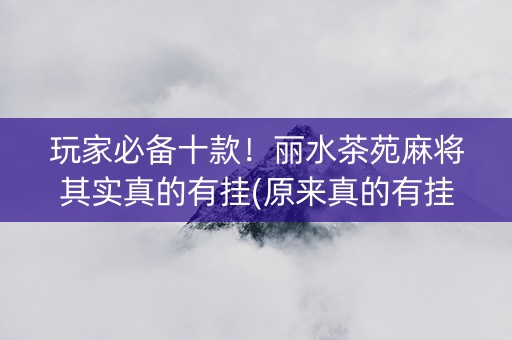 玩家必备十款！丽水茶苑麻将其实真的有挂(原来真的有挂)