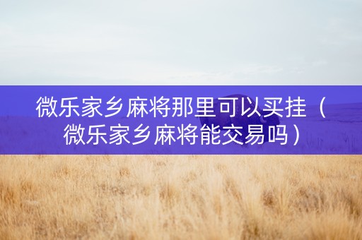 微乐家乡麻将那里可以买挂（微乐家乡麻将能交易吗）