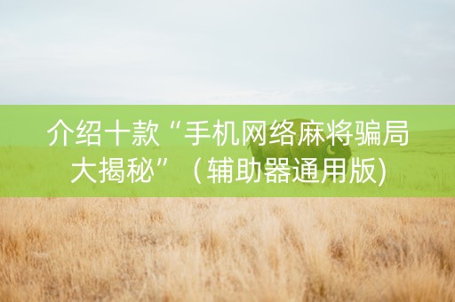 介绍十款“手机网络麻将骗局大揭秘”（辅助器通用版)