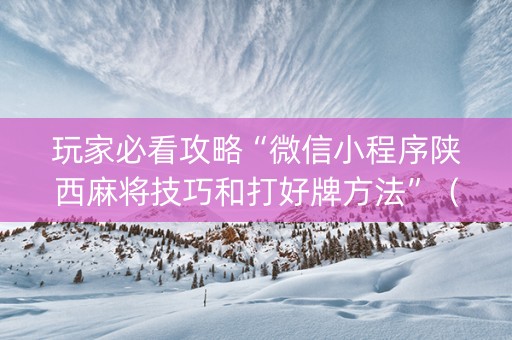 玩家必看攻略“微信小程序陕西麻将技巧和打好牌方法”（神器通用版)