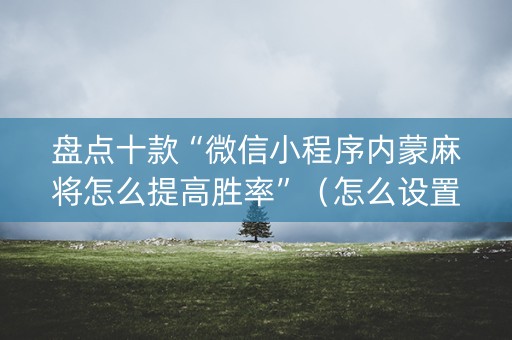 盘点十款“微信小程序内蒙麻将怎么提高胜率”（怎么设置才能赢)