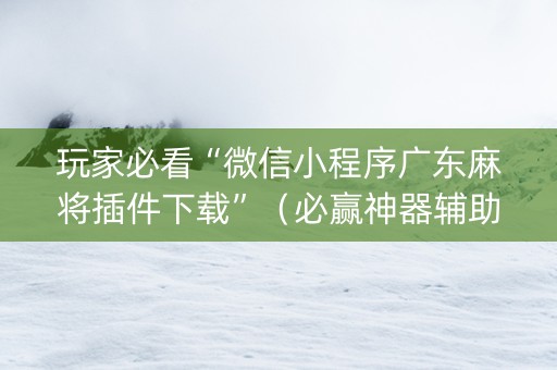 玩家必看“微信小程序广东麻将插件下载”（必赢神器辅助器)