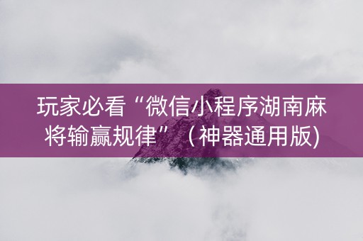玩家必看“微信小程序湖南麻将输赢规律”（神器通用版)