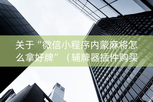关于“微信小程序内蒙麻将怎么拿好牌”（辅牌器插件购买)
