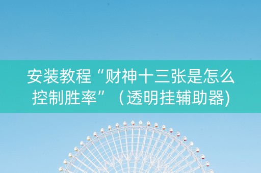 安装教程“财神十三张是怎么控制胜率”（透明挂辅助器)