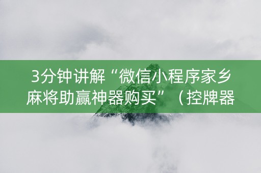 3分钟讲解“微信小程序家乡麻将助赢神器购买”（控牌器)