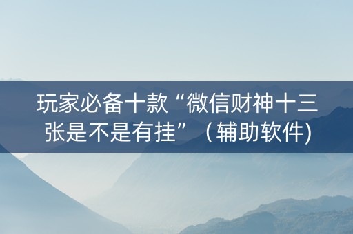 玩家必备十款“微信财神十三张是不是有挂”（辅助软件)