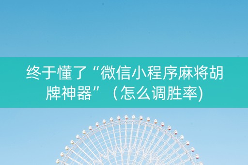 终于懂了“微信小程序麻将胡牌神器”（怎么调胜率)