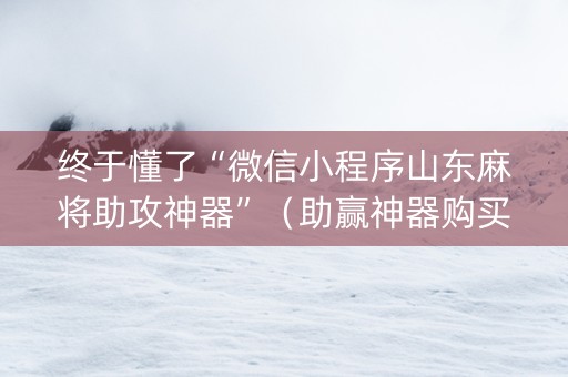 终于懂了“微信小程序山东麻将助攻神器”（助赢神器购买)