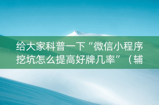 给大家科普一下“微信小程序挖坑怎么提高好牌几率”（辅助器下载)