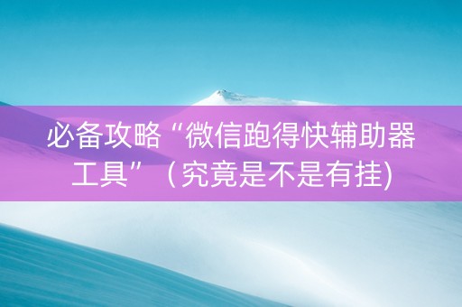 必备攻略“微信跑得快辅助器工具”（究竟是不是有挂)