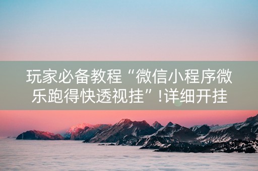 玩家必备教程“微信小程序微乐跑得快透视挂”!详细开挂教程-知乎