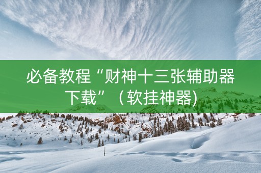 必备教程“财神十三张辅助器下载”（软挂神器)