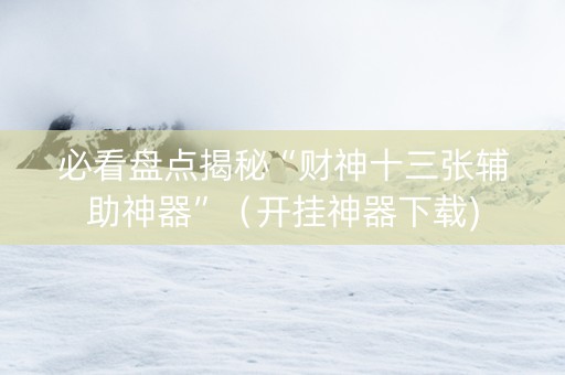 必看盘点揭秘“财神十三张辅助神器”（开挂神器下载)