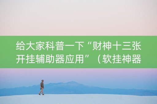 给大家科普一下“财神十三张开挂辅助器应用”（软挂神器)