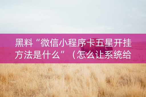 黑料“微信小程序卡五星开挂方法是什么”（怎么让系统给你发好牌)