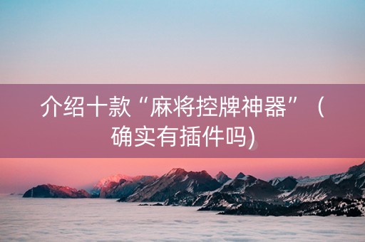 介绍十款“麻将控牌神器”（确实有插件吗)