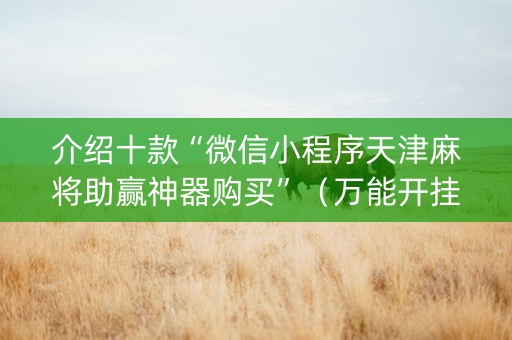 介绍十款“微信小程序天津麻将助赢神器购买”（万能开挂器)